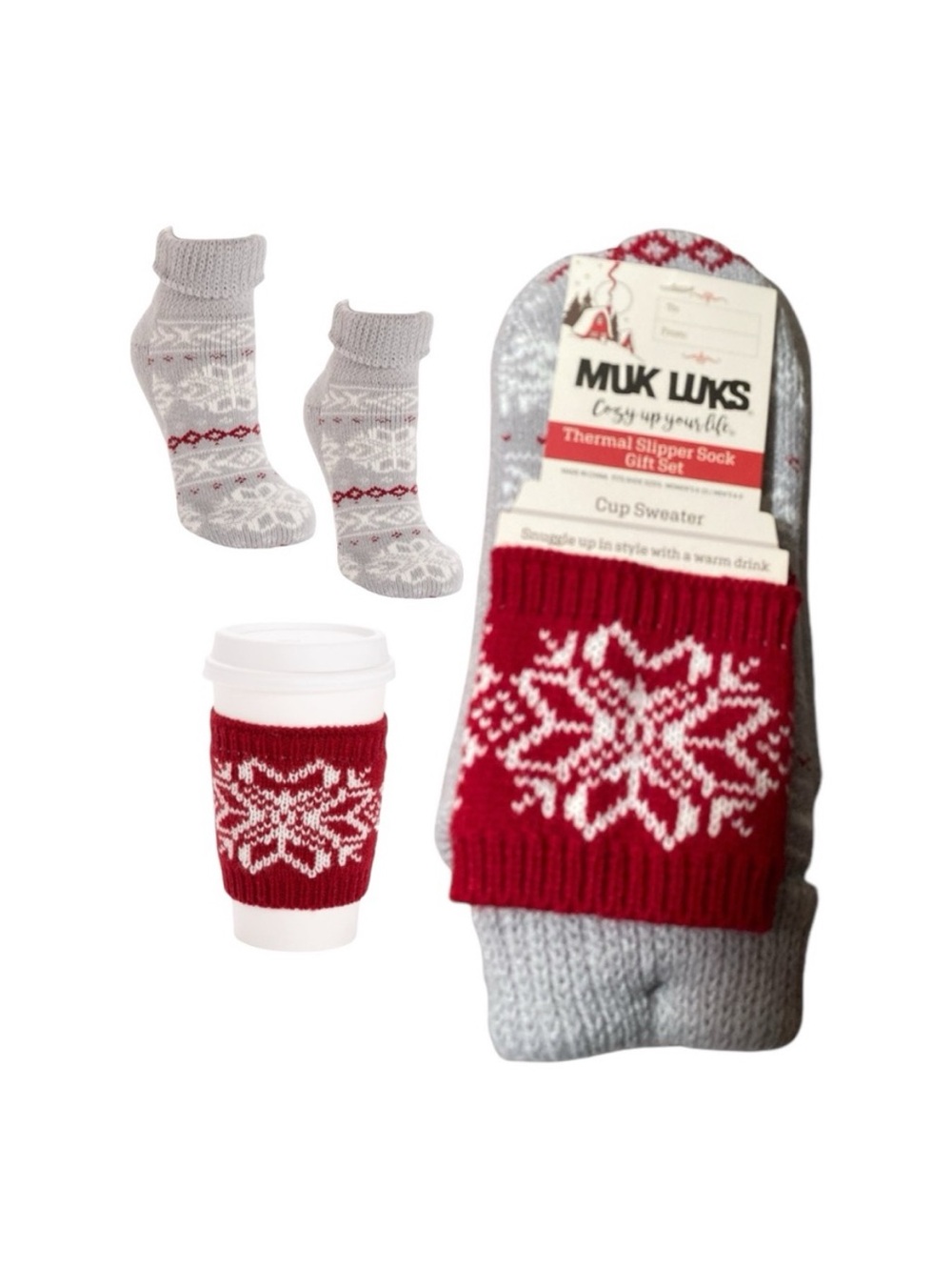 Muk Luks Thermal Ankle Slipper Socks And Cup Sweater